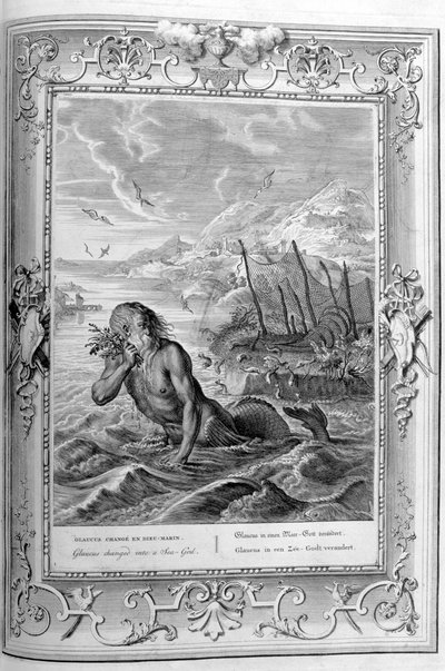 Glaukus zamieniony w boga morza, 1733 autorstwa Bernard Picart