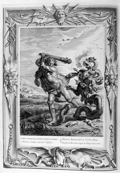 Herkules walczy z hydrą lerńską, 1733 autorstwa Bernard Picart