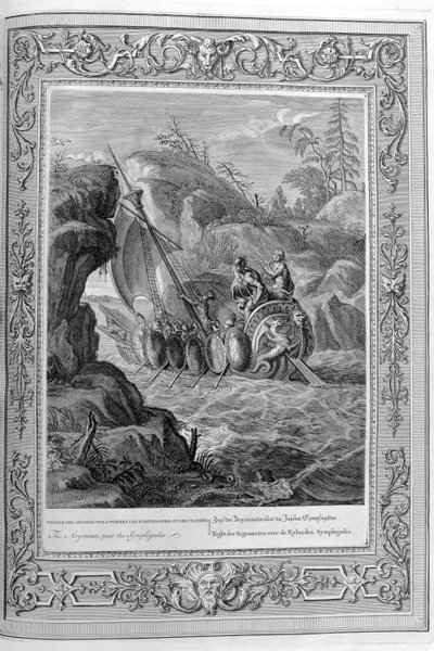 W mitologii greckiej Argo był statkiem, na którym Jason i Argonauci popłynęli z Iolcos do Colchis, aby odzyskać Złote Runo autorstwa Bernard Picart