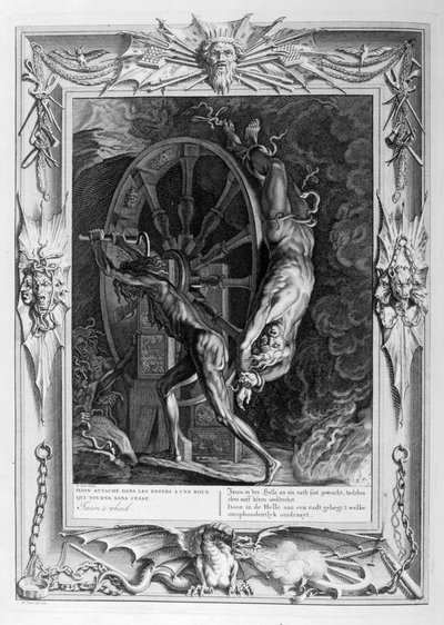 Ixion w Tartarze na kole, 1733 autorstwa Bernard Picart