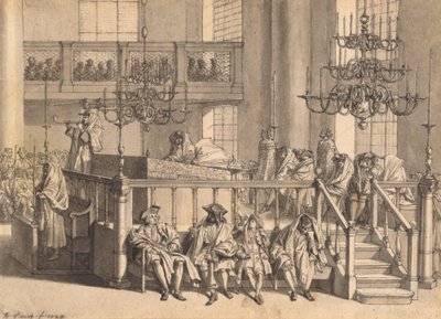 Żydowski Nowy Rok w portugalskiej synagodze w Amsterdamie autorstwa Bernard Picart