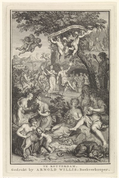Krajobraz z pasterzami i pasterzami Strona tytułowa dla: F. Greenwood, Wiersze, 1719 autorstwa Bernard Picart