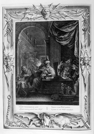 Likaon przemieniony w wilka, 1733 autorstwa Bernard Picart