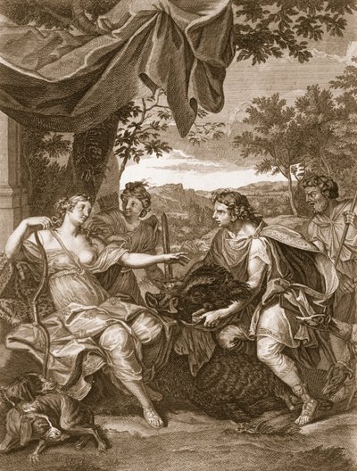 Meleager przedstawia głowę dzika Atalanta, 1731 autorstwa Bernard Picart