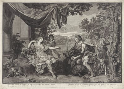 Meleager daje Atalanta . głowę kaledońskiego dzika Historia Meleagera (tytuł serii) autorstwa Bernard Picart
