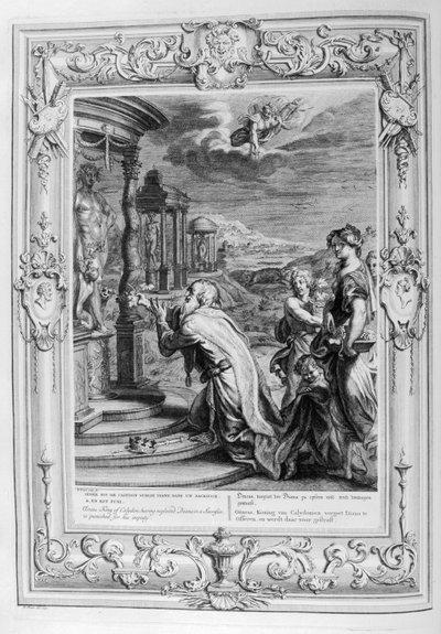 Oenus Król Calydon składa ofiarę bogom (rycina) autorstwa Bernard Picart