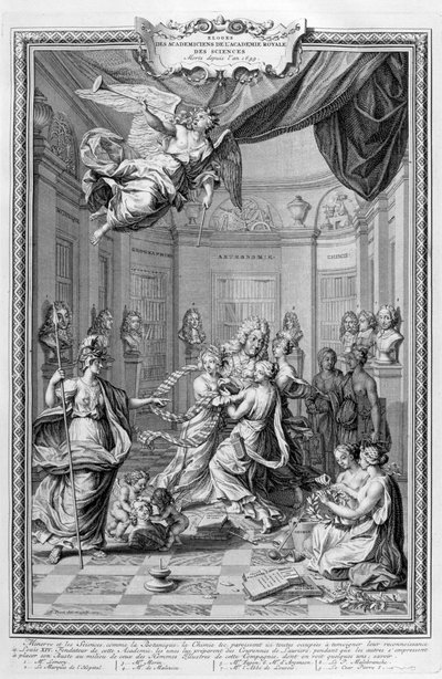 Pochwała akademików Królewskiej Akademii Nauk... 1728 autorstwa Bernard Picart