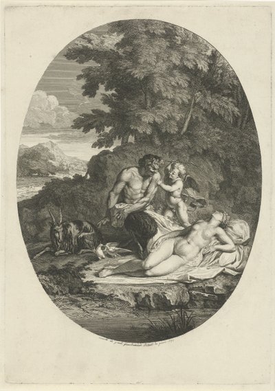 Satyr śledzi śpiącą Wenus autorstwa Bernard Picart