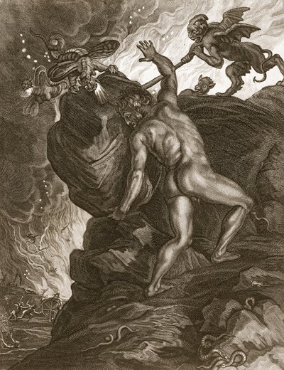 Syzyf pchający swój kamień na górę, 1731 autorstwa Bernard Picart