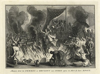 Płonąca wdowa w Indiach, 1728 autorstwa Bernard Picart