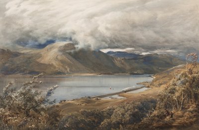 Północna Walia, prawdopodobnie odcinek linii kolejowej Ffestiniog (wc na papierze) autorstwa Bernard Walter Evans