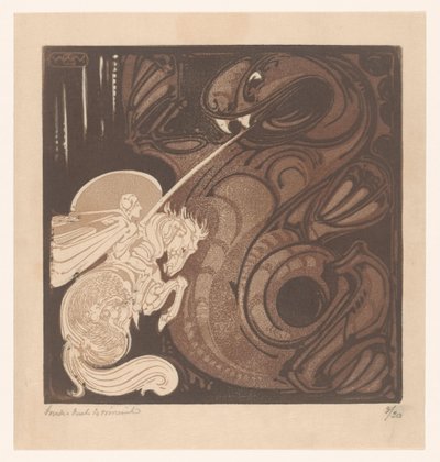 Św. Joris (tytuł oryginalny) autorstwa Bernard Willem Wierink (signed by artist)