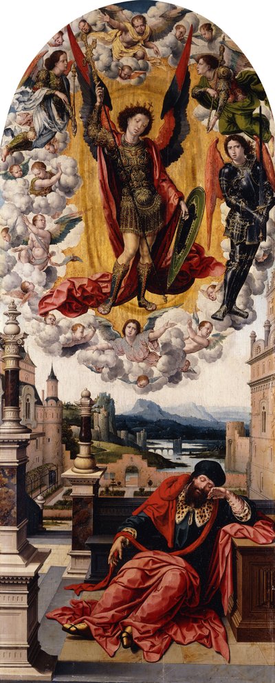 Człowiek, który ma być obudzony ze snu przez św. Michała, autorstwa Bernard van Orley