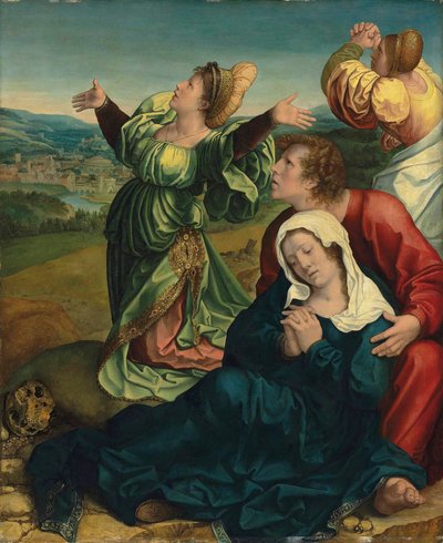 Trzy Marie i święty Jan Ewangelista pod krzyżem (fragment Ukrzyżowania) Trzy Marie i święty Jan Ewangelista u stóp krzyża autorstwa Bernard van Orley
