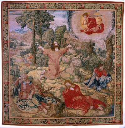 Flamandzki gobelin. Seria Męka Chrystusa. Chrystus na Górze Oliwnej. Manufaktura Pieter de Pannemaeker, Bruksela. Rysownik Barend van Orley. ok. 1518-1522. autorstwa Bernard van Orley