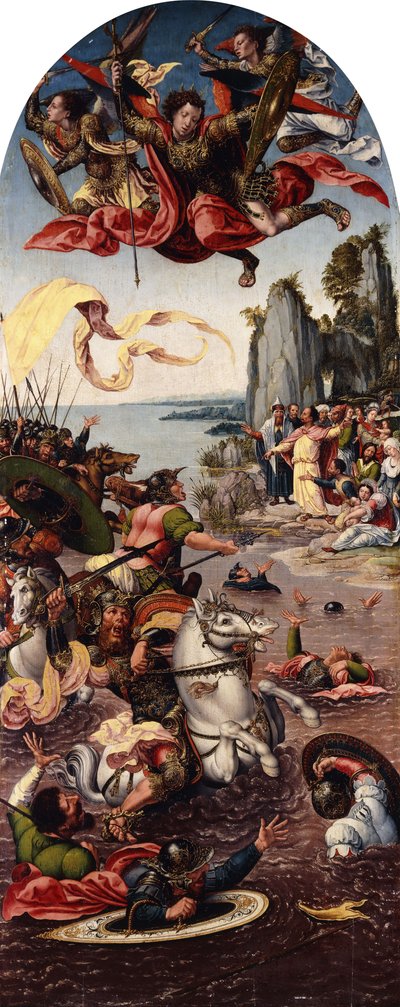 Mojżesz rozdziela Morze Czerwone w obecności św. Michała, autorstwa Bernard van Orley
