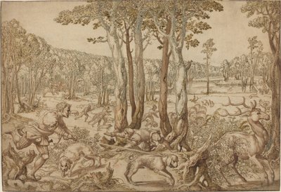 Polowania Maksymiliana: Polowanie na jelenie (sierpień) autorstwa Bernard van Orley