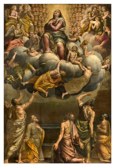 Apsyda, Ołtarz Bernardino Gatti zwany Il Sojaro, uzupełniony przez Giovanniego Battistę Trottiego, zwany IL Malosso, Wniebowzięcie Najświętszej Maryi Panny autorstwa Bernardino Gatti