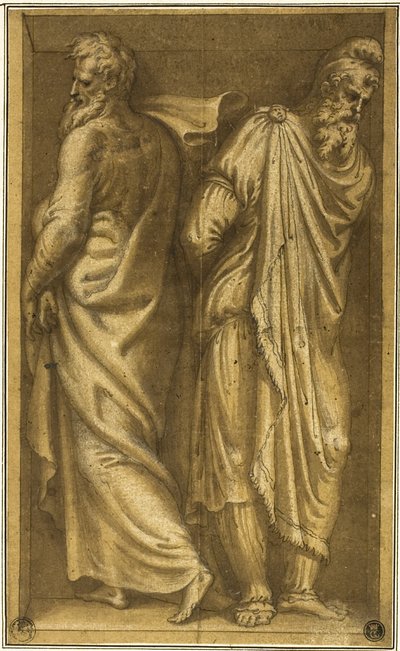 Dwóch stojących więźniów w niszy autorstwa Bernardino Campi