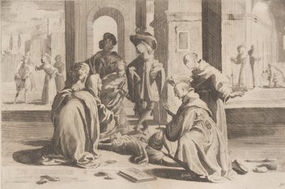 Odcinek 25: W Rzymie św. Bernardyn leczy chorego młodzieńca, Odcinek 26: św. Bern..., 1610-39. autorstwa Bernardino Capitelli