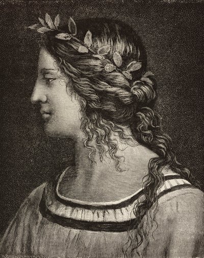 Małżeństwo Dziewicy, grawerowanie z detalu fresku Bernardino Luini w sanktuarium Saronno, Włochy, z L
