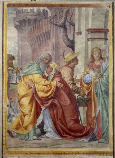 Spotkanie św. Anny i św. Joachima przy złotych drzwiach autorstwa Bernardino Luini