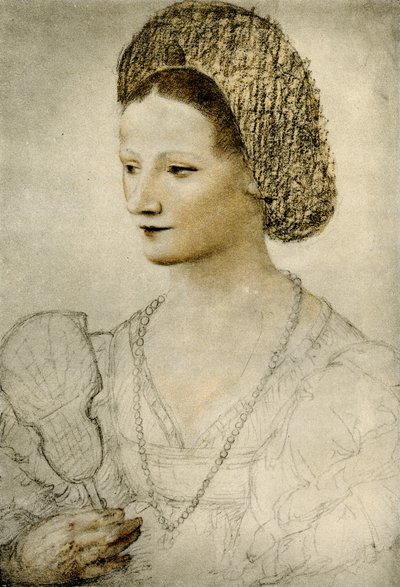 Portret nieznanej kobiety z wachlarzem autorstwa Bernardino Luini