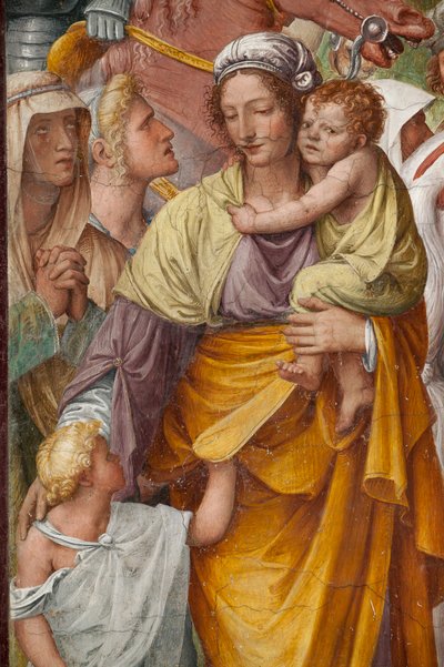 Kobieta i dzieci, szczegół Męki i Ukrzyżowania Chrystusa autorstwa Bernardino Luini