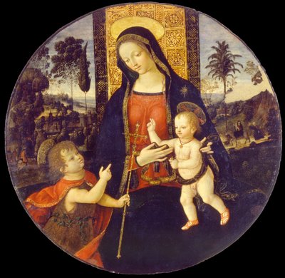 Dziewica i dziecko z Janem Chrzcicielem jako chłopiec, 1490-1500 autorstwa Bernardino Pinturicchio