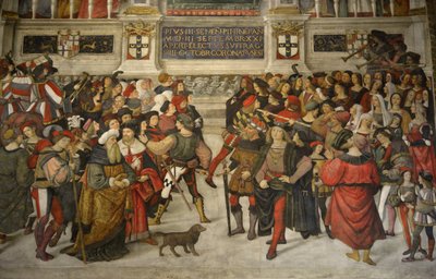 Włochy Toskania Siena, Katedra Duomo: Koronacja Piusa II (1405-1464) autorstwa Bernardino di Betto Pinturicchio