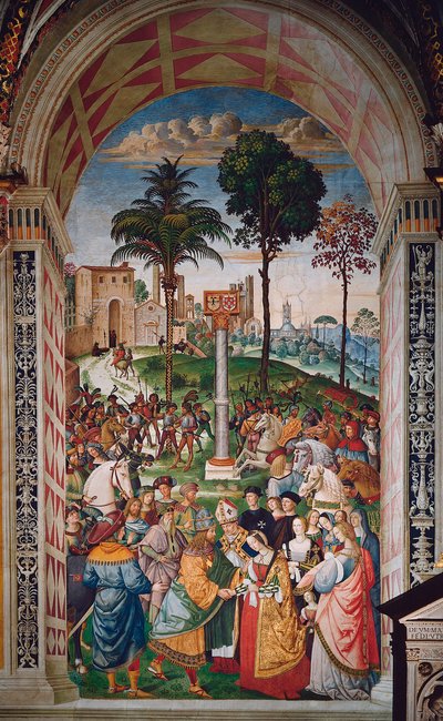 Życie papieża Pio (Piusa) II (Enea Silvio Piccolomini autorstwa Bernardino di Betto Pinturicchio