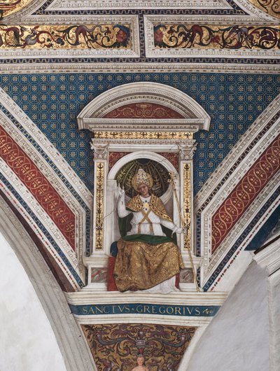Św. Grzegorz Wielki, fragment Doktorów Kościoła (fresk autorstwa Bernardino di Betto Pinturicchio