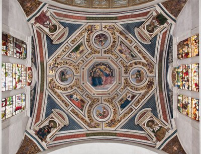 Koronacja Matki Boskiej „” Czterech Ewangelistów” „Sybille”” i „”Doktorzy Kościoła””” Sklepienie chóru wykonane przez Pinturicchio (Bernardino di Betto) (1454-1513) - 1508-1510 Bazylika Santa Maria del Popolo (Kościół Santa Maria del Pop autorstwa Bernardino di Betto Pinturicchio