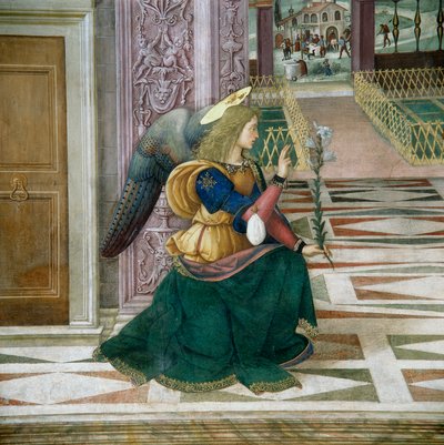 Archanioł Gabriel, szczegół Zwiastowania autorstwa Bernardino di Betto Pinturicchio