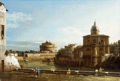Widok na Rzym wzdłuż Tybru, z kościołem San Giovanni dei Fiorentini za nim, autorstwa Bernardo Bellotto