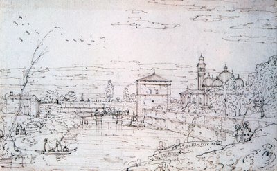 Most nad rzeką i Santa Giustina, c1740-1780 autorstwa Bernardo Bellotto