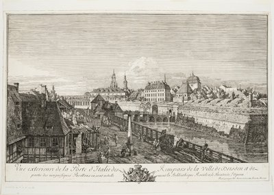 Zewnętrzny widok włoskiej bramy murów obronnych miasta Drezna autorstwa Bernardo Bellotto