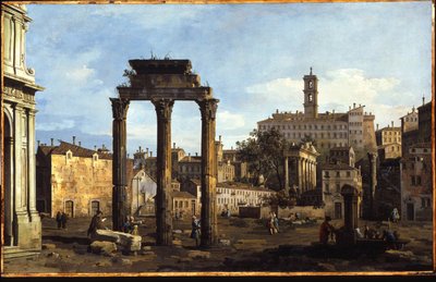 Rzym – Forum ze świątynią Kastora i Polluksa, ok. 1742–43 autorstwa Bernardo Bellotto