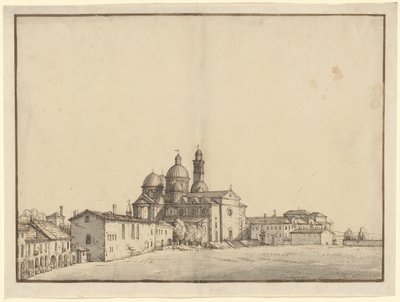 Santa Giustina i Prato della Valle w Padwie autorstwa Bernardo Bellotto