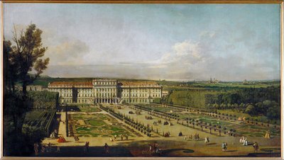 Zamek Schoenbrunn w Wiedniu, Austria, widziany z ogrodów... (olej na płótnie) autorstwa Bernardo Bellotto