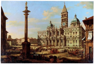 Piazza i kościół Santa Maria Maggiore w Rzymie, 1739 autorstwa Bernardo Bellotto