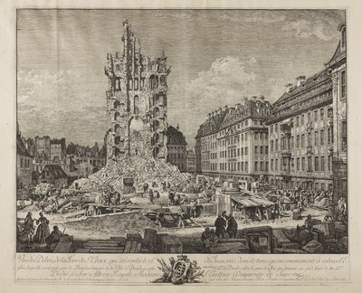 Ruiny Starego Kreuzkirche, Drezno autorstwa Bernardo Bellotto
