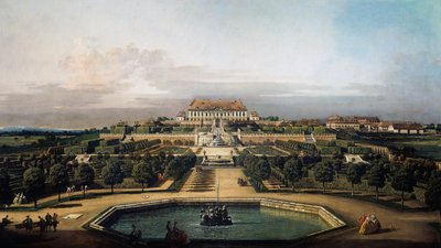 Zamek cesarski Schlosshof, od strony ogrodu autorstwa Bernardo Bellotto
