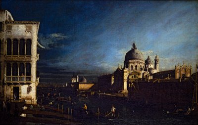 Kaksi venetsialaista näkymää, Grand Canal ja Molo Looking West (kankaalle) kiillotettu autorstwa Bernardo Bellotto