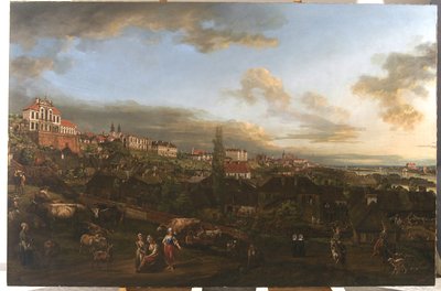 Widok Warszawy z pałacem Ordynackich, 1772 autorstwa Bernardo Bellotto