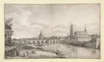 Widok na most w Dreźnie nad Łabą autorstwa Bernardo Bellotto