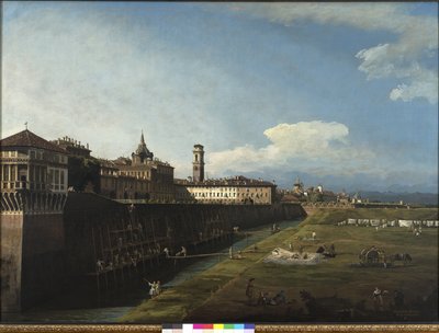 Widok na Turyn od strony Ogrodów Królewskich, 1745 autorstwa Bernardo Bellotto