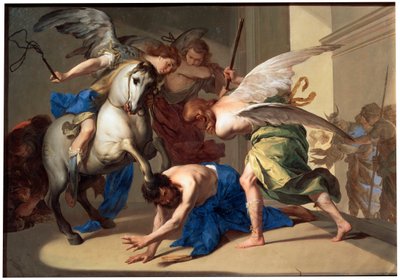Wypędzenie Heliodora ze Świątyni, ok. 1650 autorstwa Bernardo Cavallino
