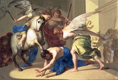 Wypędzenie Heliodora ze Świątyni, ok. 1650 autorstwa Bernardo Cavallino