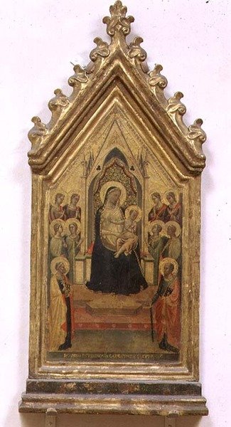 Madonna z Dzieciątkiem na tronie SS. Piotr i Paweł i Aniołowie (tempera na panelu) autorstwa Bernardo Daddi